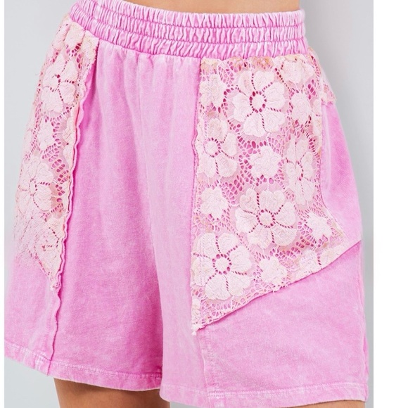 J.Her Pants - J. Her Pink Lace Trim Women's Shorts